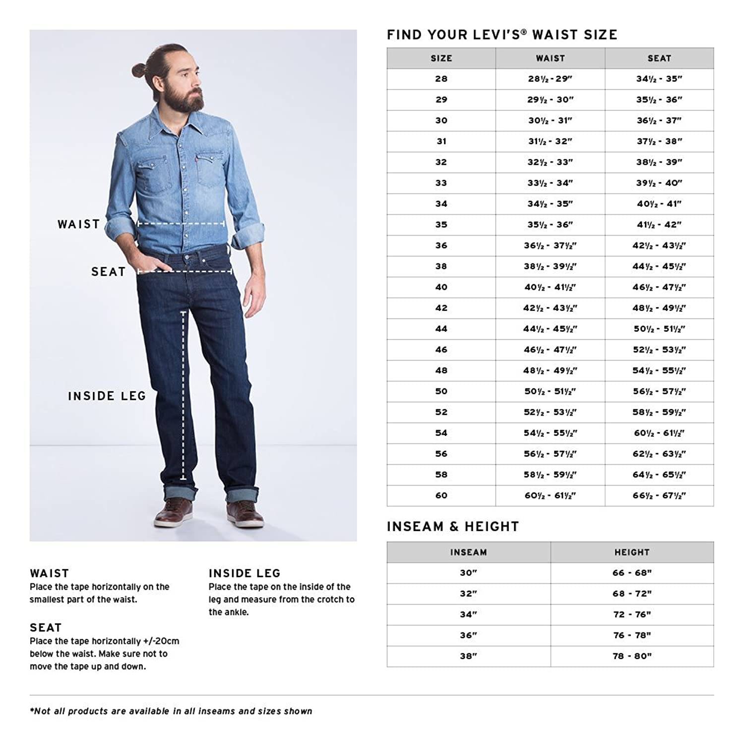 Таблица размеров джинсов левис 501 - терган урал