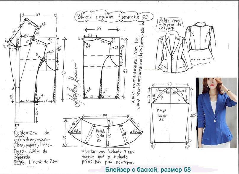 Выкройка женского пиджака приталенного без воротника. пошаговая выкройка пиджака женского с фото