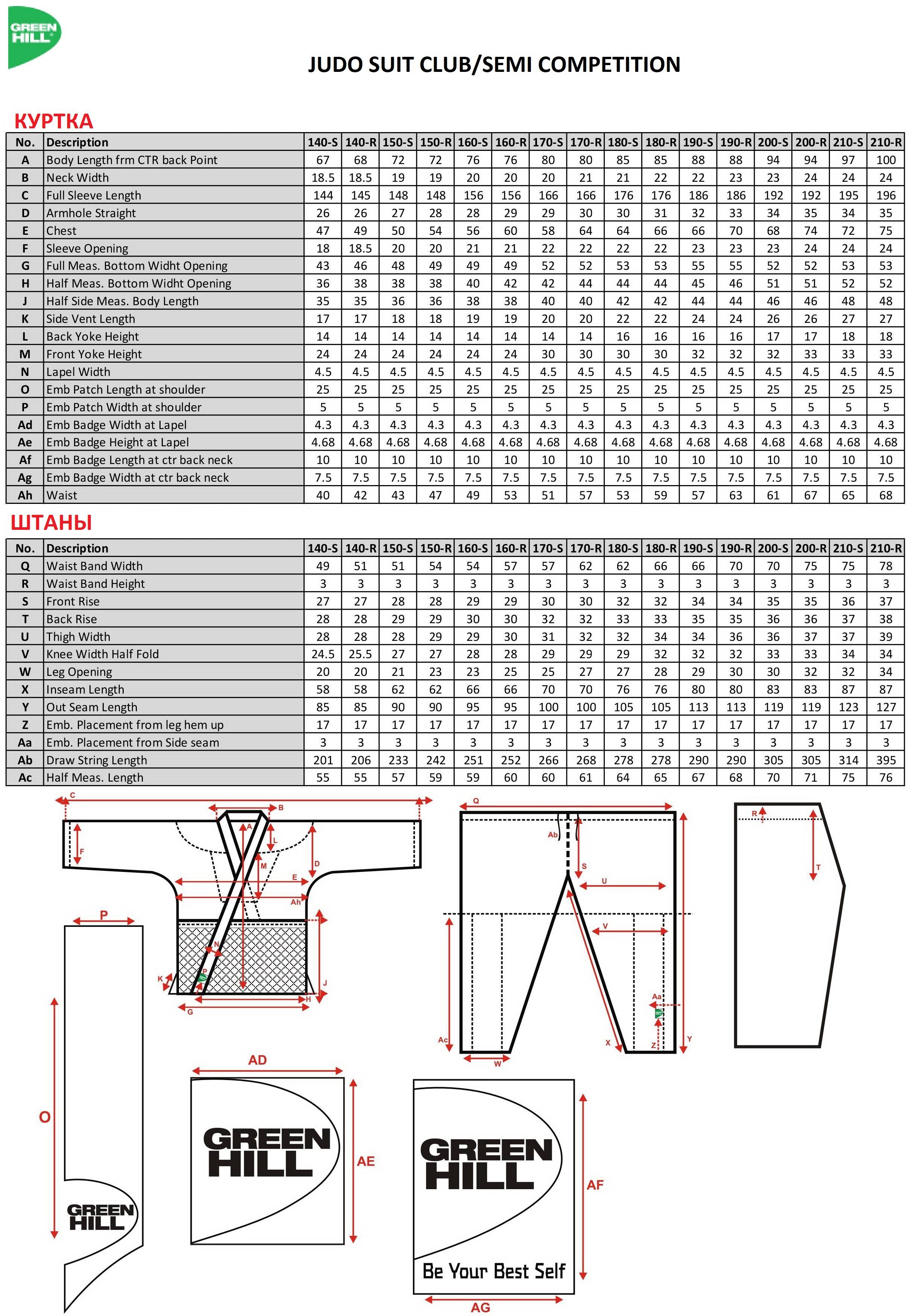 Размеры кимоно. Таблица размеров кимоно для дзюдо Green Hill. Кимоно Green Hill Размерная сетка. Кимоно для дзюдо Green Hill Размерная сетка. Размерная сетка кимоно для дзюдо.