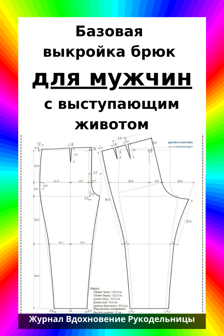 Выкройка мужских брюк пошаговое построение